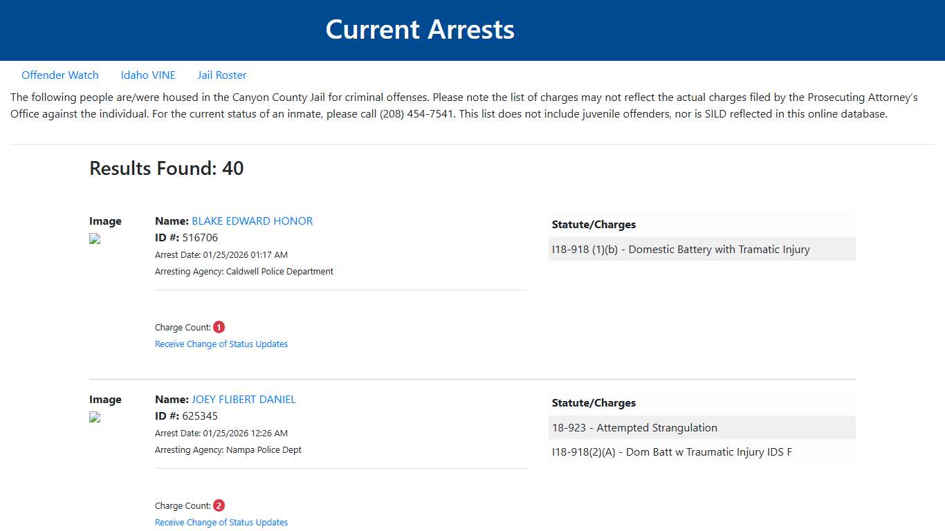 Current Arrests